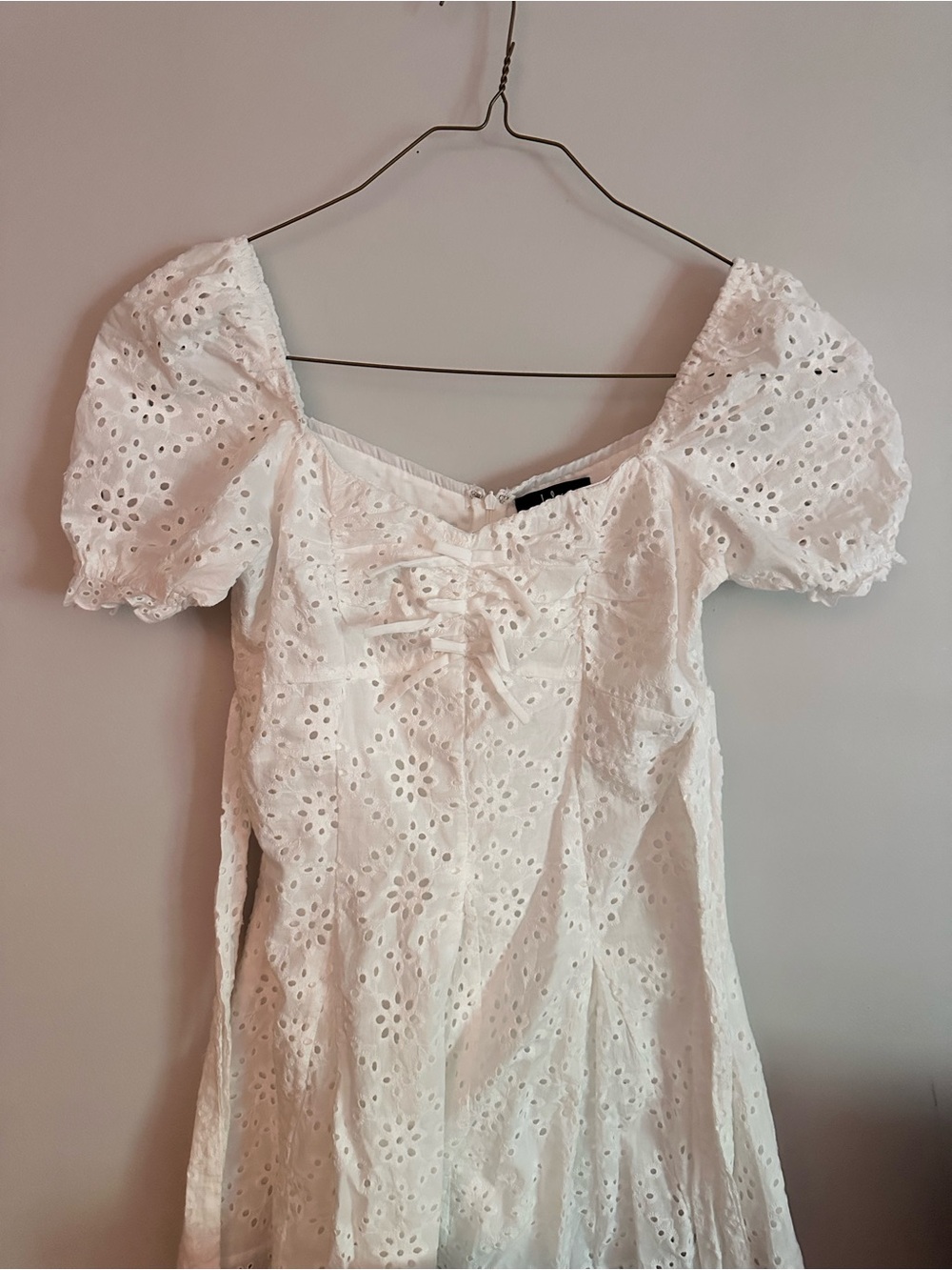 Lulus White Eyelet Puff Sleeve Dress